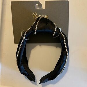 Black Satin Rhinestone Headband